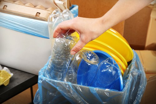 Workers sorting commercial recyclables in Surbiton